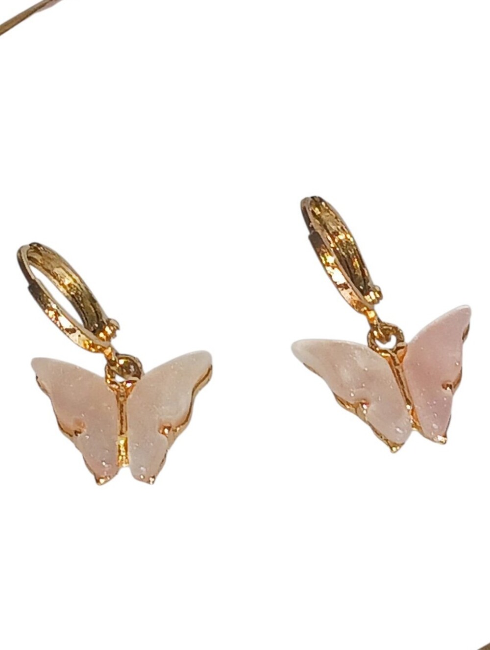 Pastel Pink Butterfly Huggie Hoop Earrings Butterflycore Countryside Prep Preppy